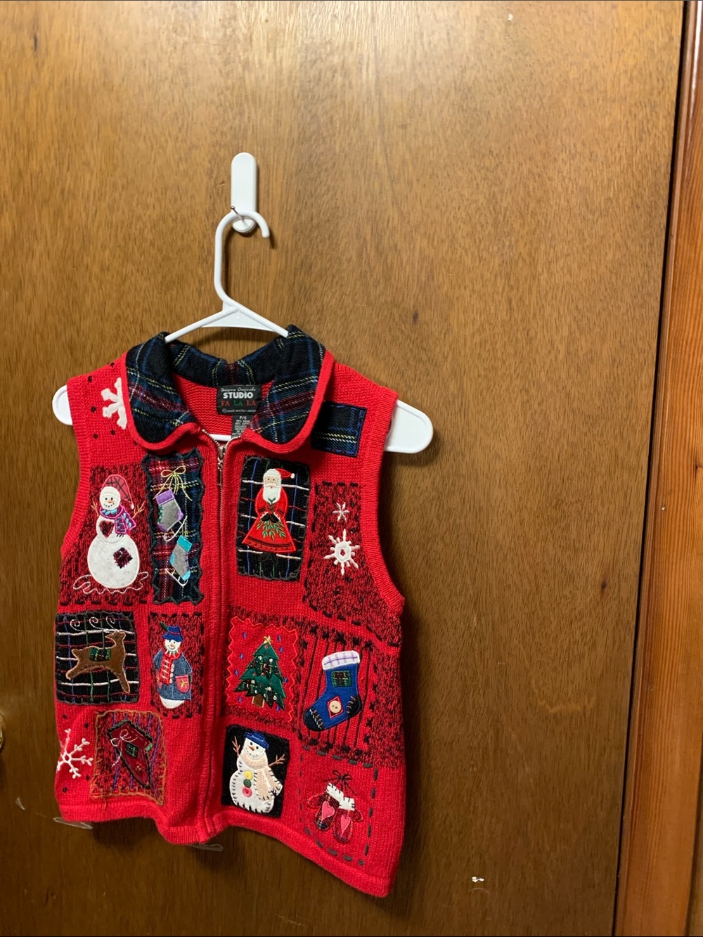 Designers Originals Red Holiday Patchwork Knit Vest